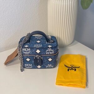 NWT MCM Mini Aren Denim Vanity Case